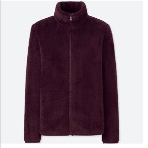 Gently Used Burgundy Uniqlo Fleece Zip-up Sweater.
